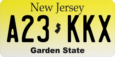 NJ license plate A23KKX