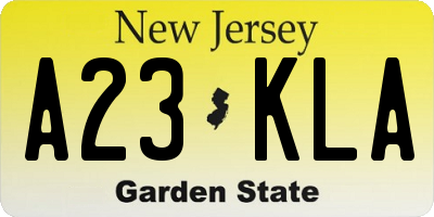 NJ license plate A23KLA