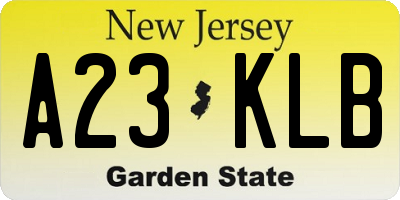 NJ license plate A23KLB