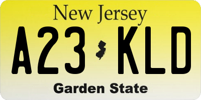 NJ license plate A23KLD