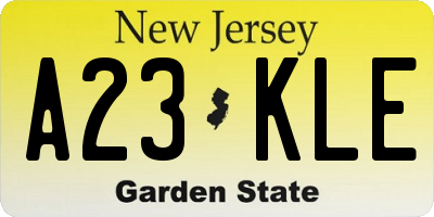 NJ license plate A23KLE