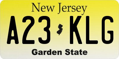 NJ license plate A23KLG
