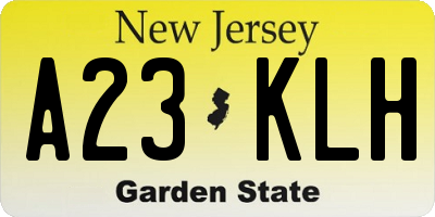 NJ license plate A23KLH