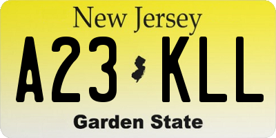 NJ license plate A23KLL