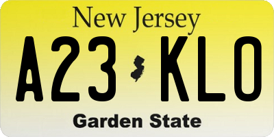 NJ license plate A23KLO