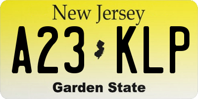 NJ license plate A23KLP