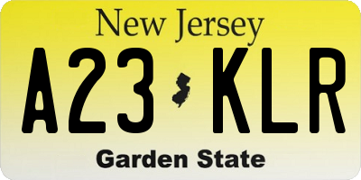 NJ license plate A23KLR