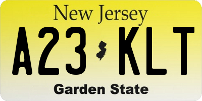 NJ license plate A23KLT