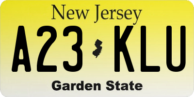 NJ license plate A23KLU