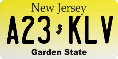NJ license plate A23KLV