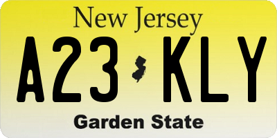 NJ license plate A23KLY
