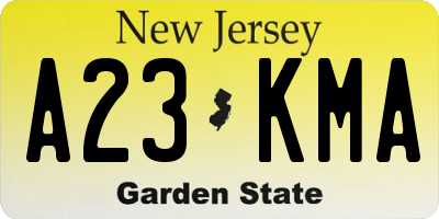 NJ license plate A23KMA