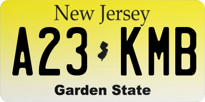 NJ license plate A23KMB