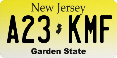 NJ license plate A23KMF