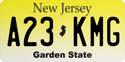NJ license plate A23KMG