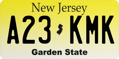 NJ license plate A23KMK