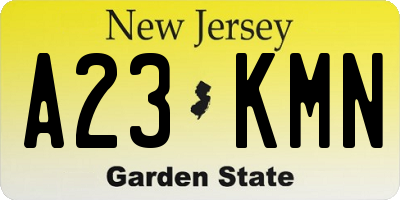 NJ license plate A23KMN