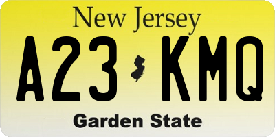 NJ license plate A23KMQ