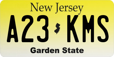 NJ license plate A23KMS