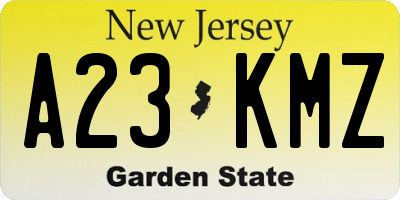 NJ license plate A23KMZ