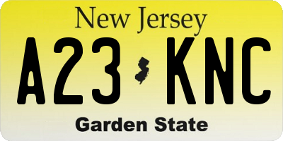 NJ license plate A23KNC
