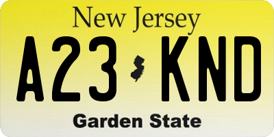NJ license plate A23KND