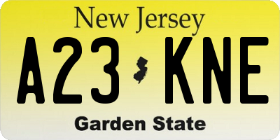 NJ license plate A23KNE