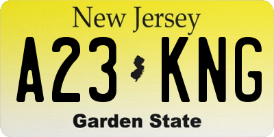NJ license plate A23KNG