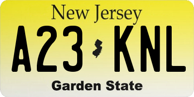 NJ license plate A23KNL
