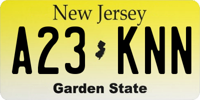 NJ license plate A23KNN