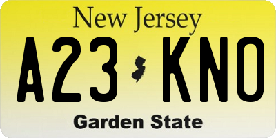 NJ license plate A23KNO