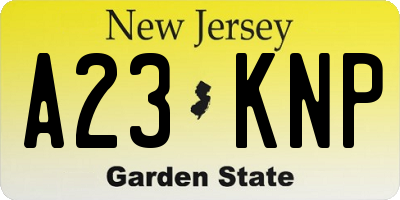 NJ license plate A23KNP