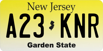 NJ license plate A23KNR