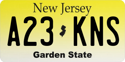 NJ license plate A23KNS