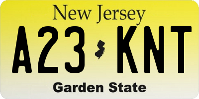 NJ license plate A23KNT