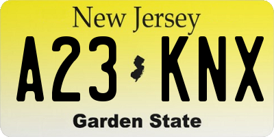 NJ license plate A23KNX