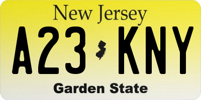 NJ license plate A23KNY