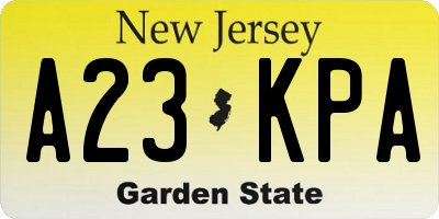 NJ license plate A23KPA