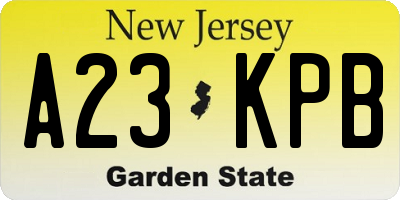 NJ license plate A23KPB
