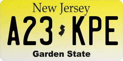 NJ license plate A23KPE