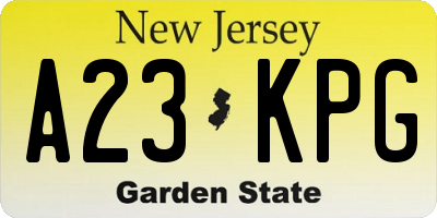 NJ license plate A23KPG