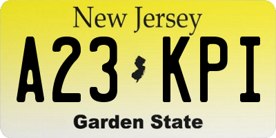 NJ license plate A23KPI