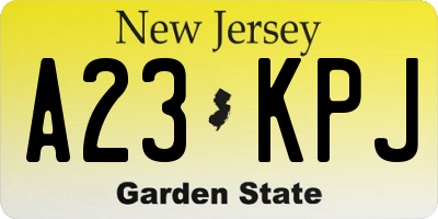 NJ license plate A23KPJ