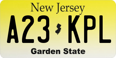 NJ license plate A23KPL