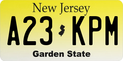NJ license plate A23KPM
