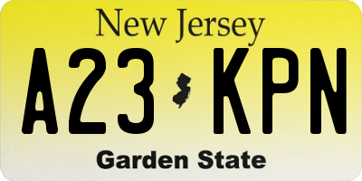NJ license plate A23KPN