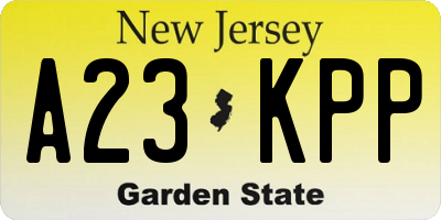 NJ license plate A23KPP