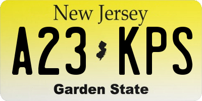 NJ license plate A23KPS