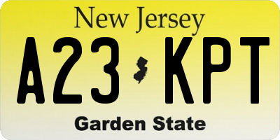 NJ license plate A23KPT