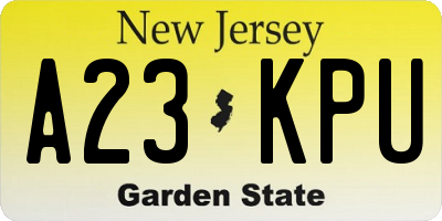 NJ license plate A23KPU